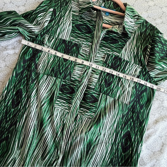 Derek Lam for DesignNation Green Woodgrain Print Cotton Tunic Dress Size M NWOT - Picture 7 of 10